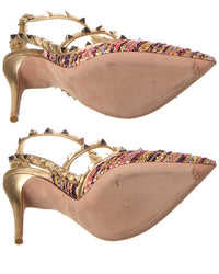 Pre-Owned Valentino Rockstud Caged 100 Tweed & Leather Pump (Authentic Pre-Loved)