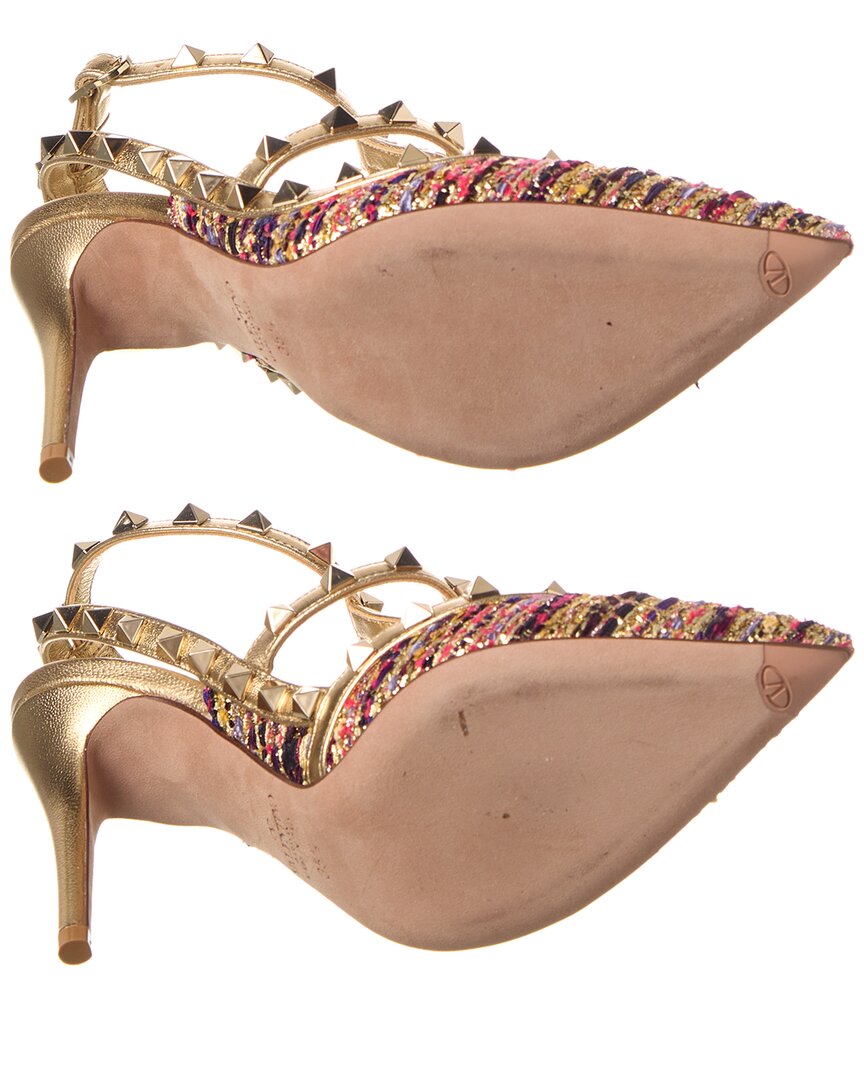 Pre-Owned Valentino Rockstud Caged 100 Tweed & Leather Pump (Authentic Pre-Loved)