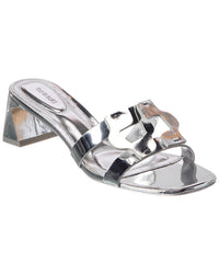 SIMKHAI Simkhai Monogram Metallic Block Heel Leather Sandal
