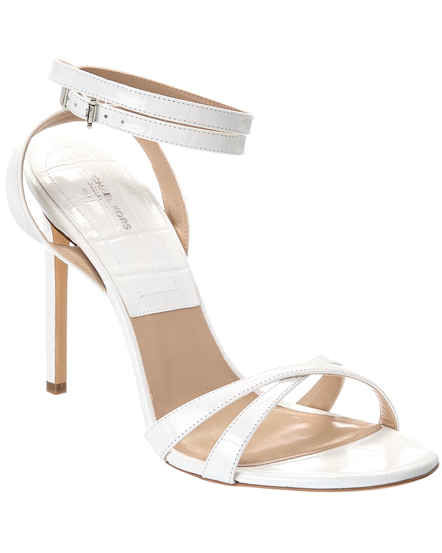 Michael Kors Collection Chrissy Runway Croc-Embossed Leather Sandal