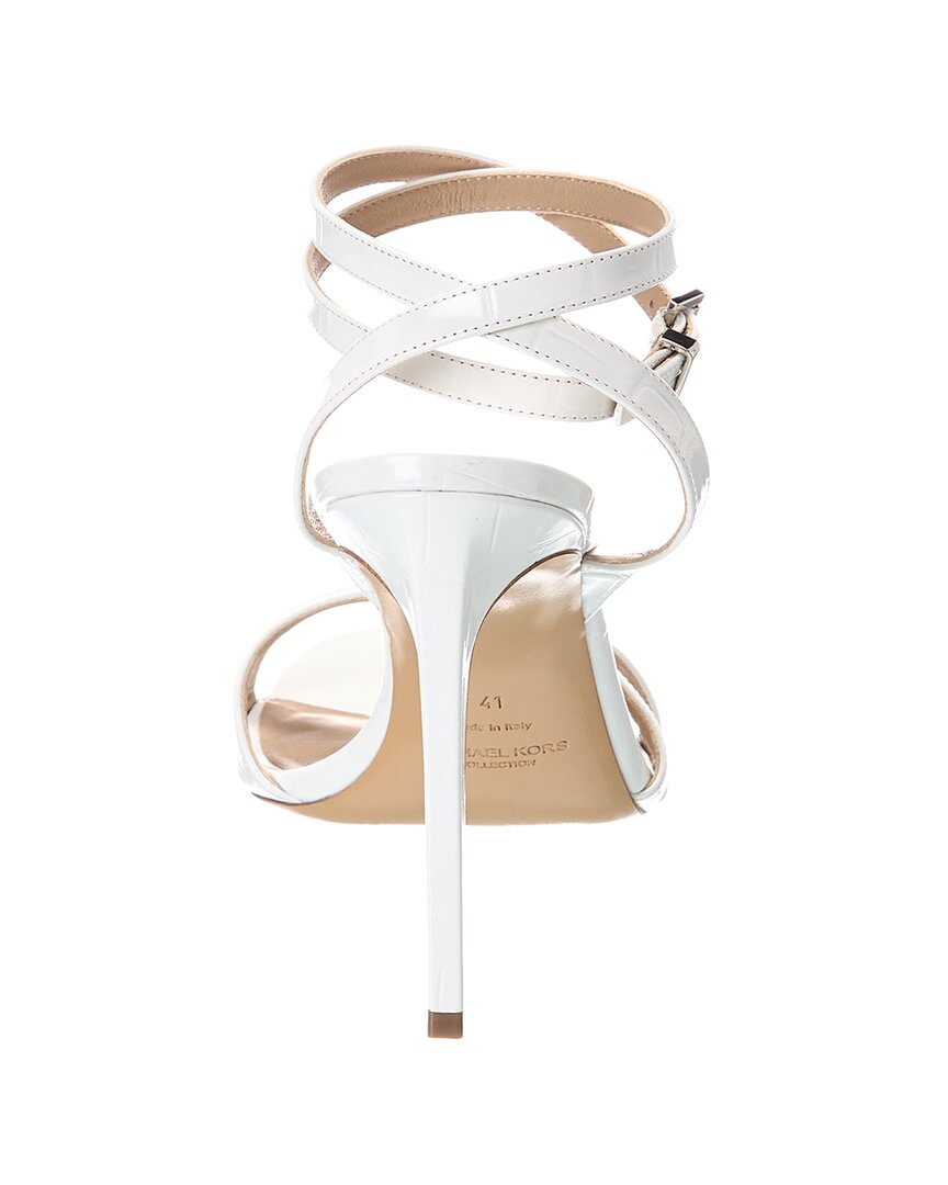 Michael Kors Collection Chrissy Runway Croc-Embossed Leather Sandal
