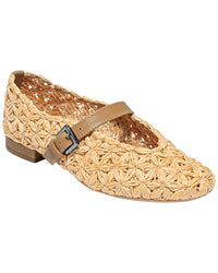 Bernardo Bernardo Borden Raffia Leather Mary Jane Flat