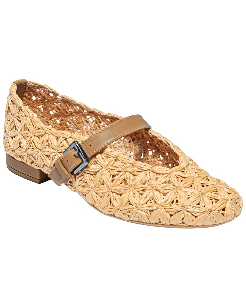 Bernardo Bernardo Borden Raffia Leather Mary Jane Flat
