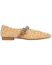 Bernardo Bernardo Borden Raffia Leather Mary Jane Flat