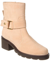 Stuart Weitzman Boulevard Moto Zip Suede Bootie Brown Multi