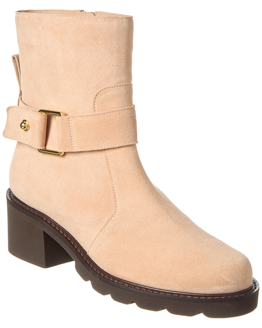 Stuart Weitzman Boulevard Moto Zip Suede Bootie Brown Multi