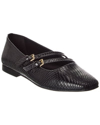 M By Bruno Magli Melia Snake-Embossed Leather Flat