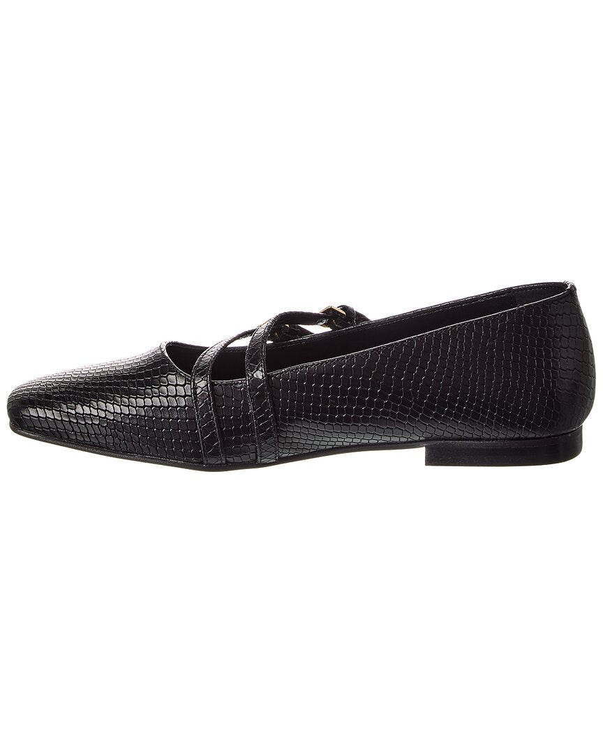 M By Bruno Magli Melia Snake-Embossed Leather Flat