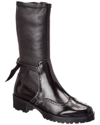 Alexandre Birman Clarita Motorcycle Brogue Leather Boot