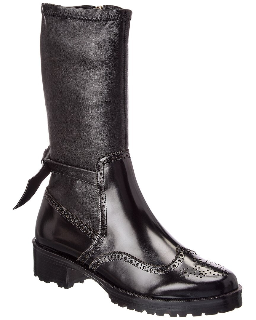 Alexandre Birman Clarita Motorcycle Brogue Leather Boot