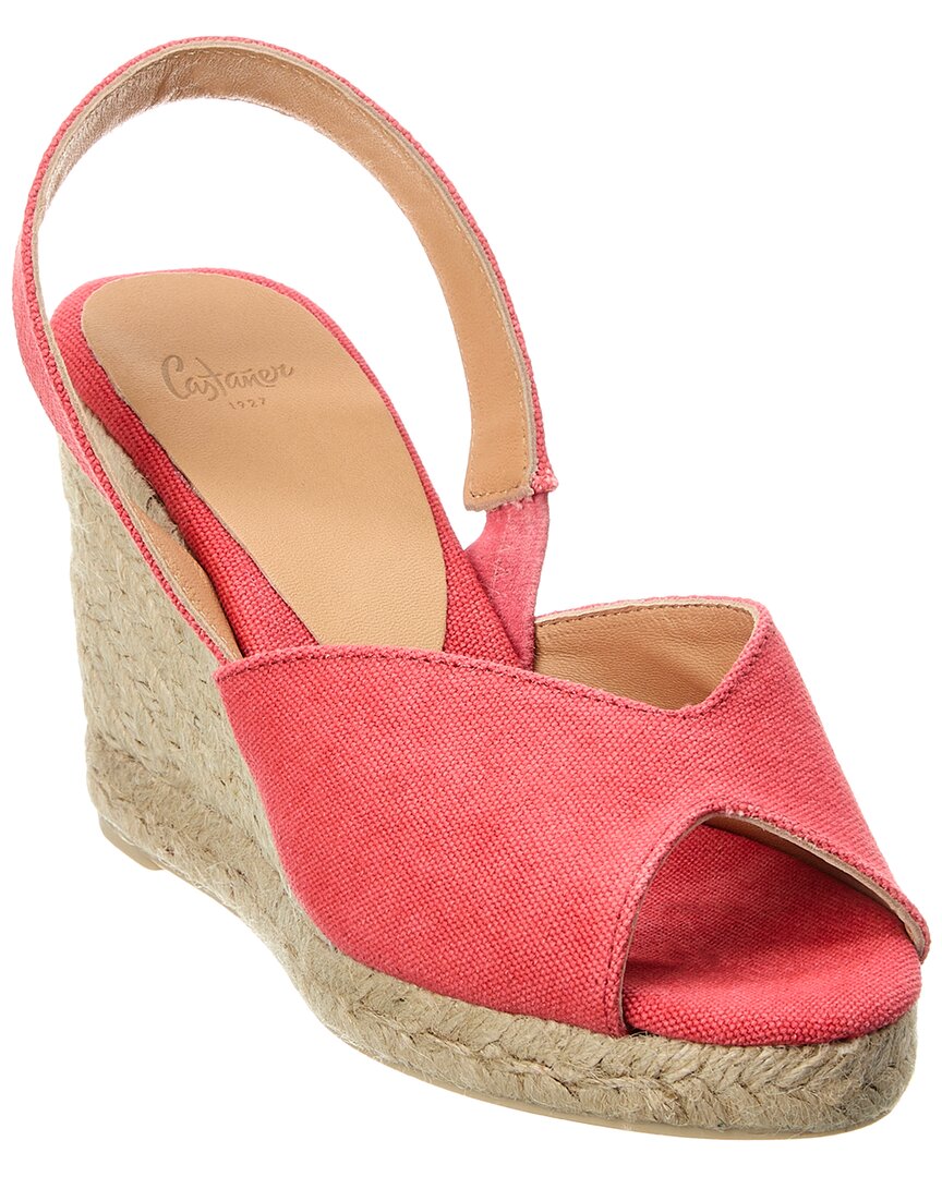 Castañer Brisa Canvas Slingback Wedge Sandal Orange