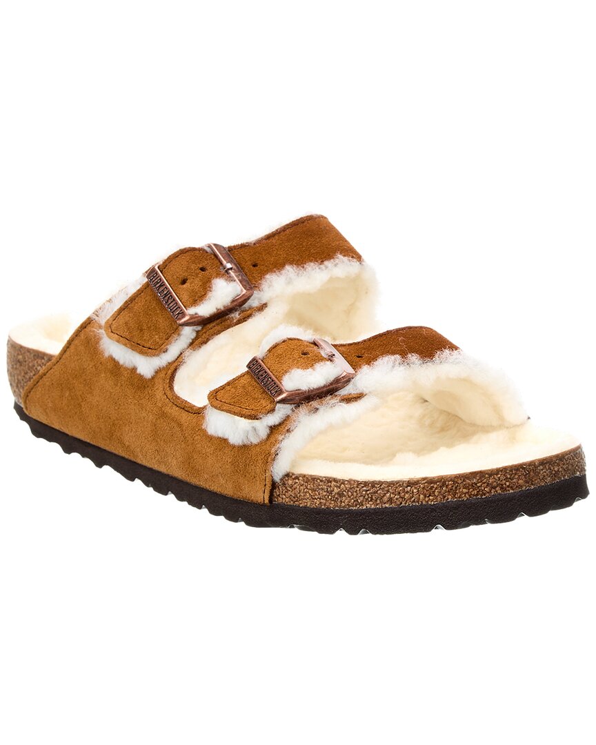 Birkenstock Women's Arizona Shearling Narrow Sandal Brown Multi