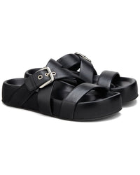 Agl Jane Slide Leather Slide Nero