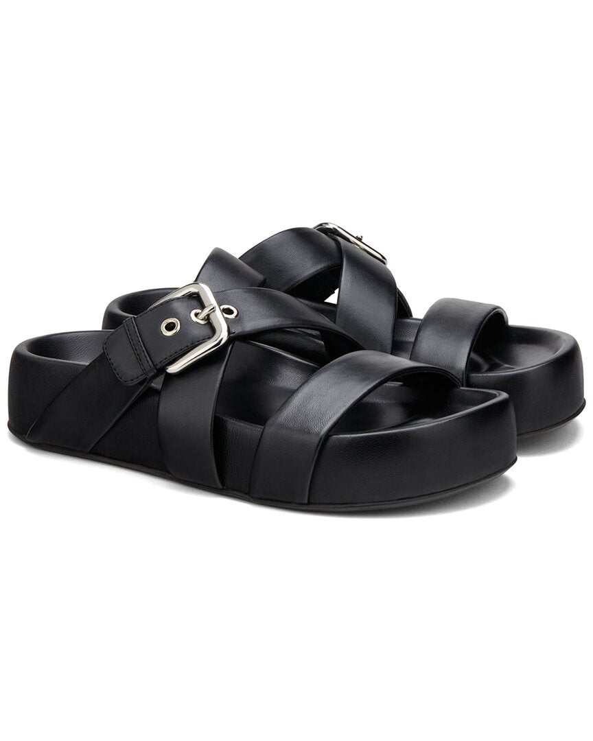 Agl Jane Slide Leather Slide Nero