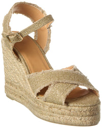 Castañer Bromelia 100 Metallic Canvas Wedge Espadrille 41 Gold