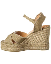 Castañer Bromelia 100 Metallic Canvas Wedge Espadrille