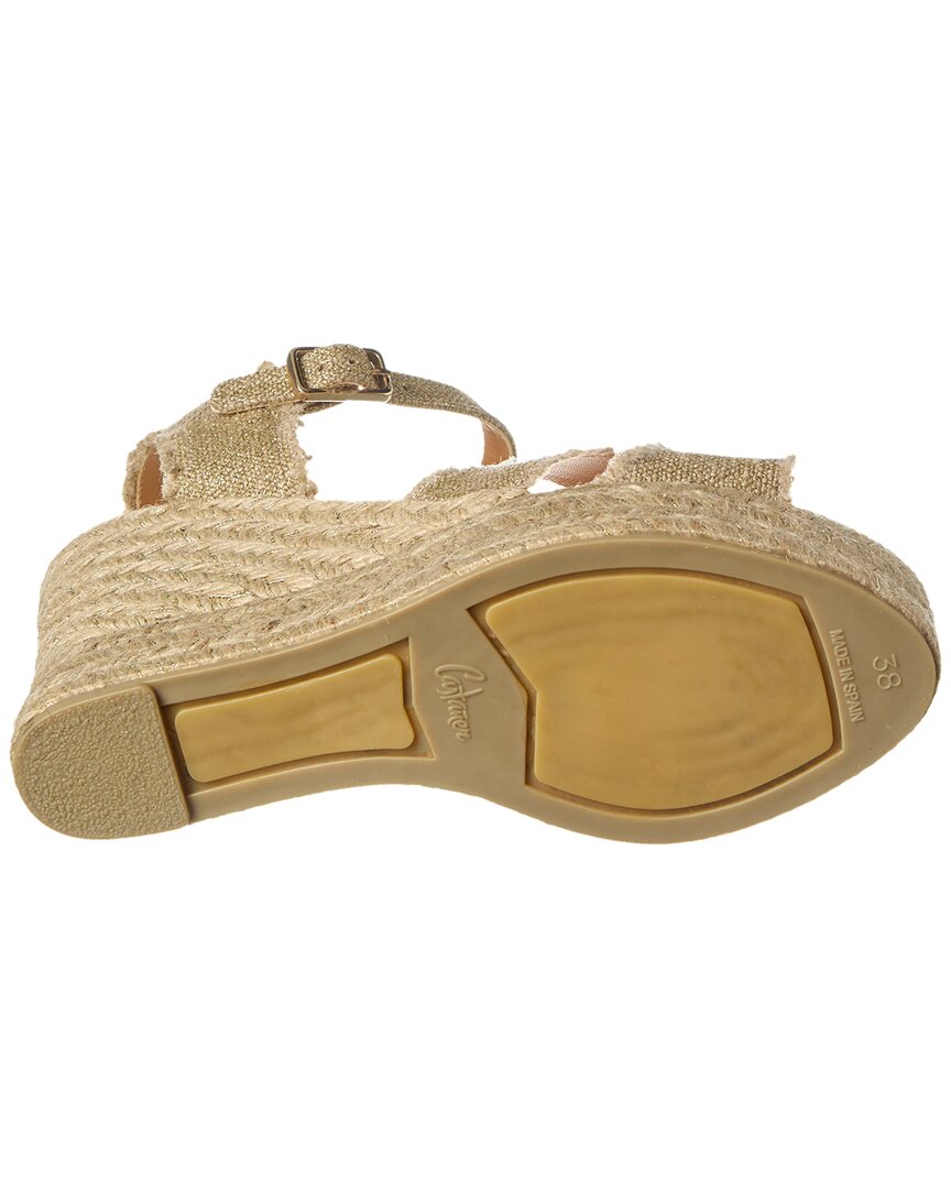 Castañer Bromelia 100 Metallic Canvas Wedge Espadrille