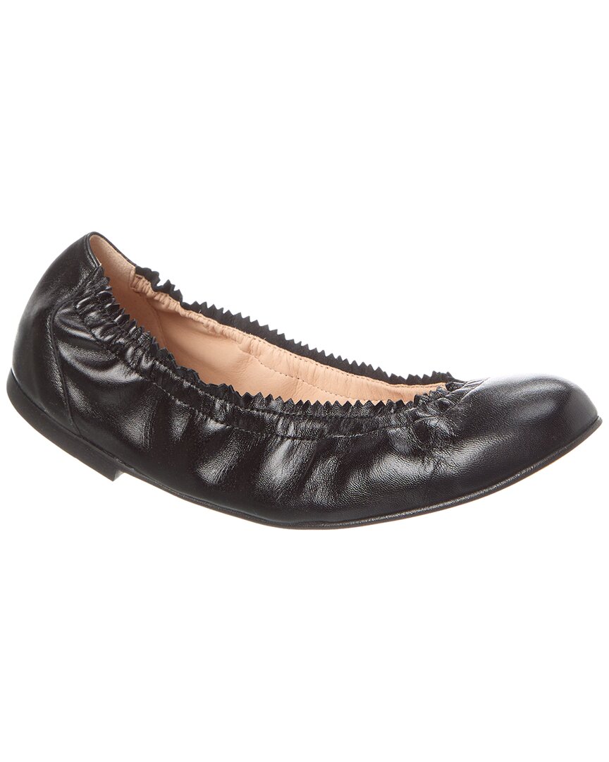 French Sole Cecila Leather Flat Black