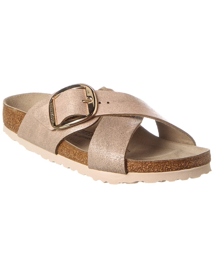 Birkenstock Siena Big Buckle Narrow Fit Suede Sandal, 42, Gold