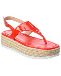 Stuart Weitzman Mel Patent Espadrille Flatform Wedge Sandal Red