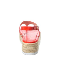 Stuart Weitzman Mel Patent Espadrille Flatform Wedge Sandal