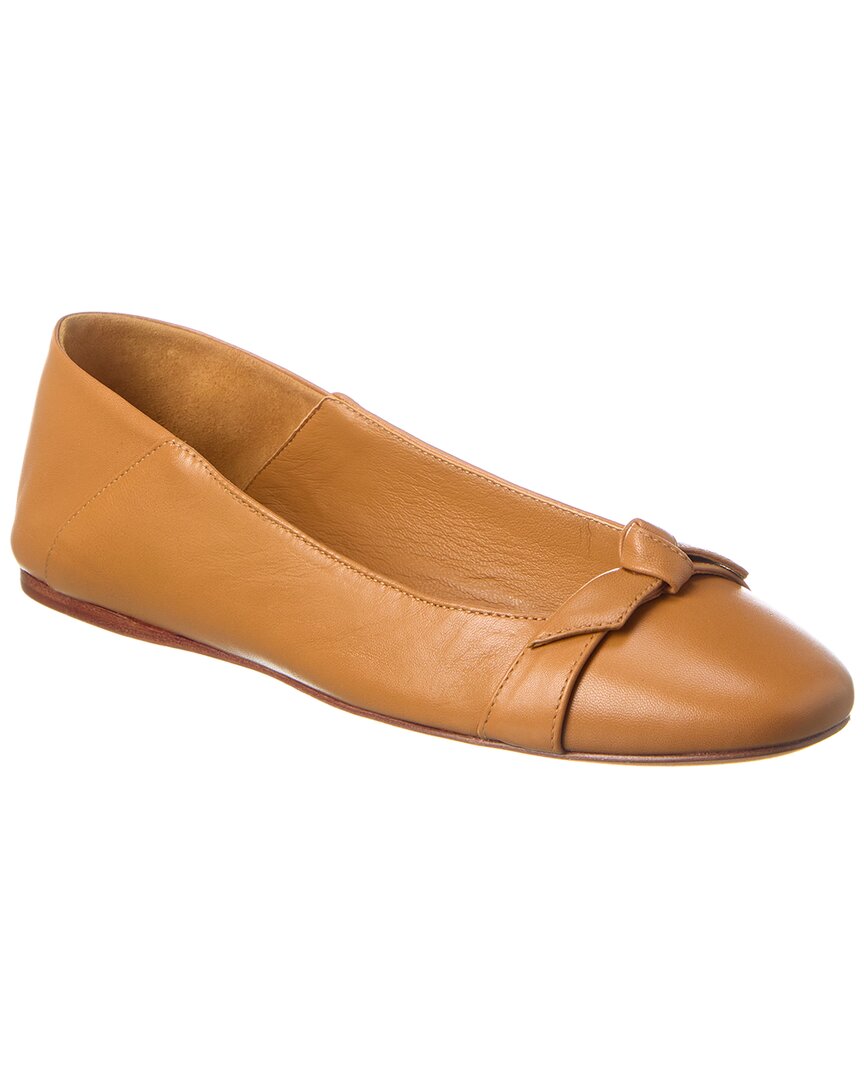 Alexandre Birman Clarita Collapsible Leather Flat Brown Multi