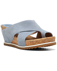Donald Pliner Sisu Suede Wedge Sandal Blue 7.5