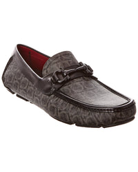 Ferragamo Parigi Leather Driver Grey Multi 5 X-Wide