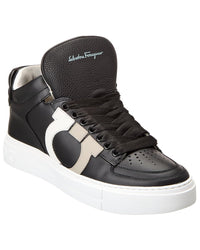 Ferragamo Marvelous Leather High-Top Sneaker Brown Multi