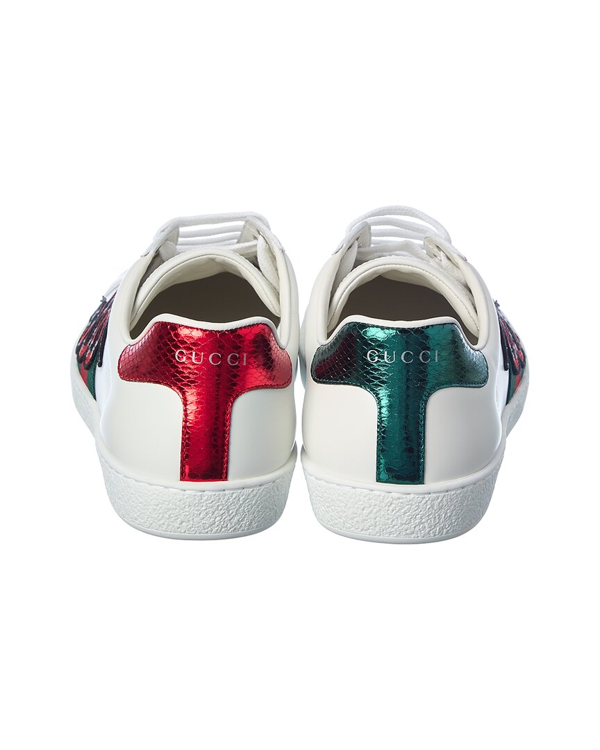 Gucci Ace Embroidered Snake Leather Sneaker