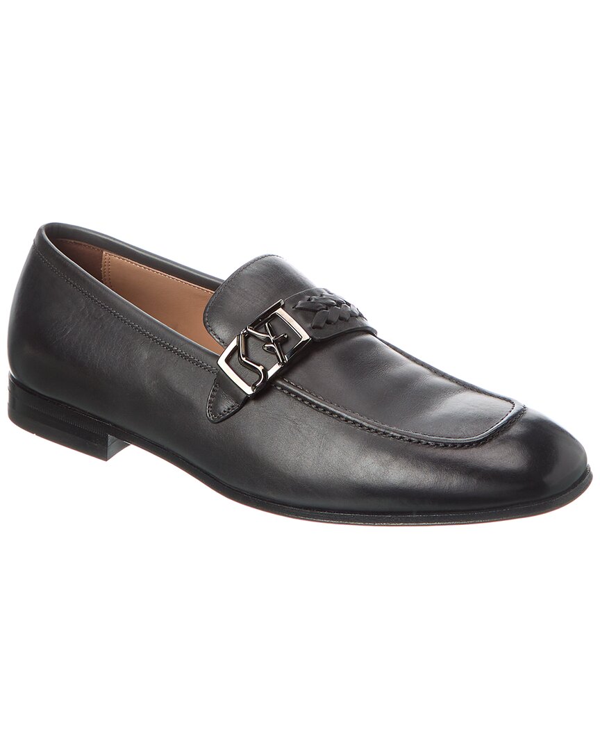 Ferragamo Leather Loafer Grey Multi 6.5 Wide