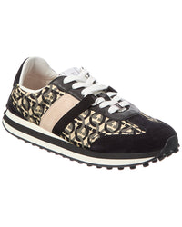 Ferragamo Gancini Canvas & Suede Sneaker Black