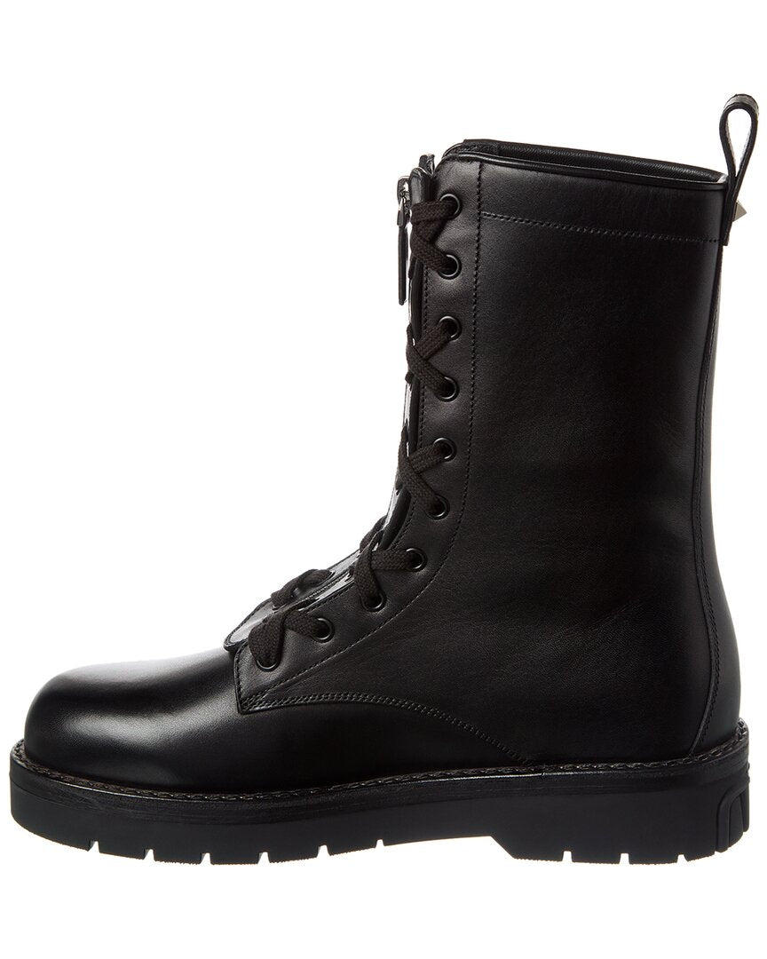 Valentino Rockstud Leather Combat Boot