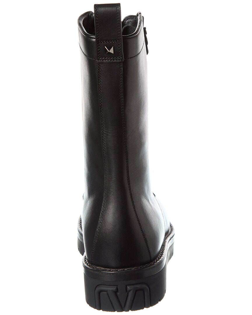Valentino Rockstud Leather Combat Boot