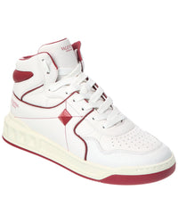 Valentino Leather High-Top Sneaker Red