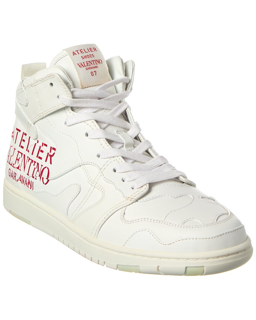 Valentino Atelier Leather High-Top Sneaker White
