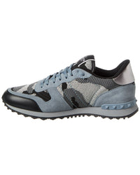 Valentino Camo Knit & Suede Sneaker