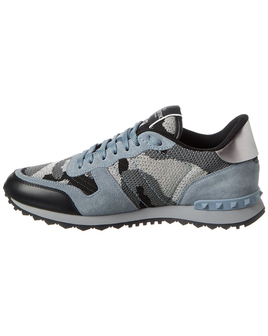 Valentino Camo Knit & Suede Sneaker