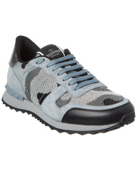 Valentino Camo Knit & Suede Sneaker Grey Multi 39