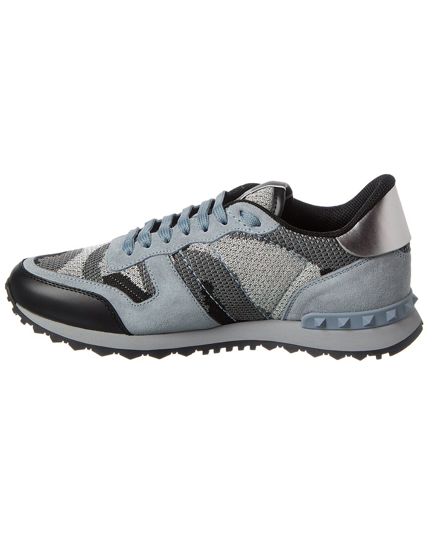 Valentino Camo Knit & Suede Sneaker