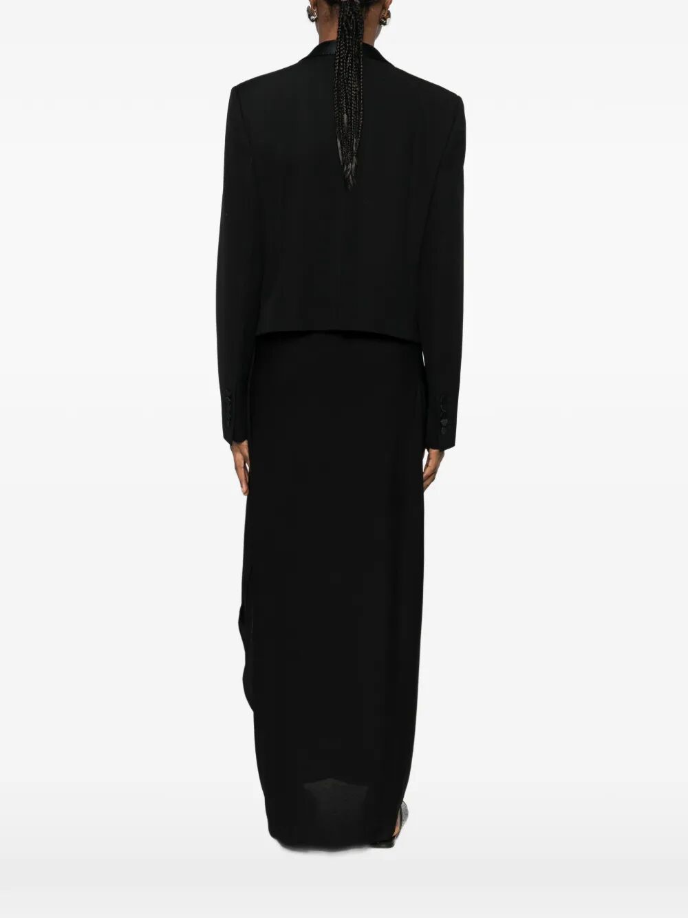 TOM FORD Tom Ford Women Bi-Color Single Breasted Shawl Lapel Cropped Tuxedo Jacket