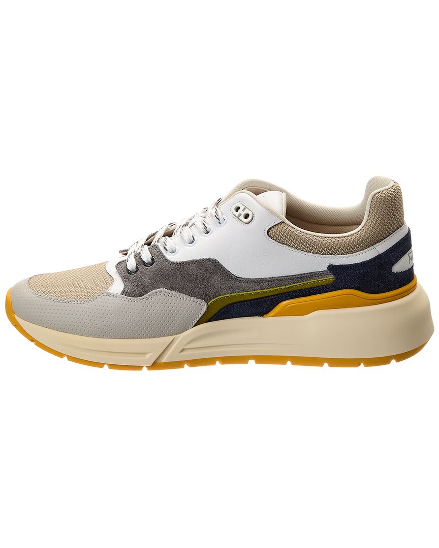Ferragamo Cosma Low Langur Bitume Leather & Suede Sneaker