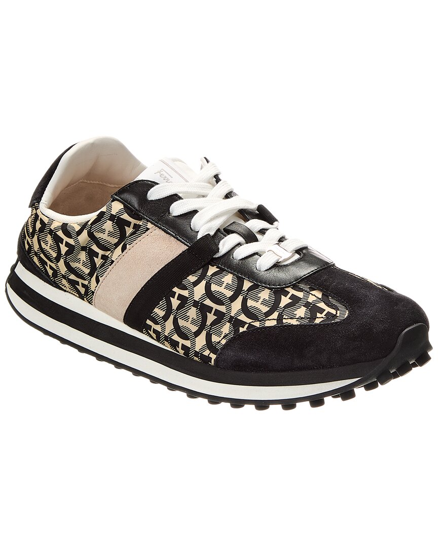Ferragamo Lulio Tes Dolmias Suede-Trim Sneaker