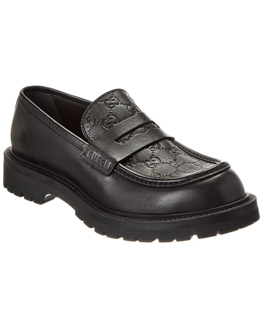Gucci Web Leather Loafer Black
