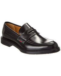 Gucci Web Leather Loafer Black