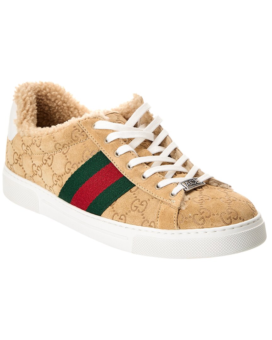 Gucci Ace Gg Suede Sneaker 6 Brown Multi