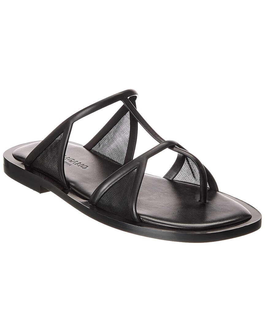 Ferragamo Gioventu Leather Sandal Black