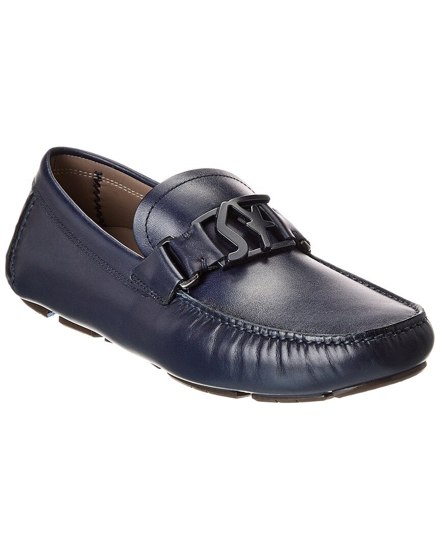 Ferragamo Peter Leather Loafer Blue