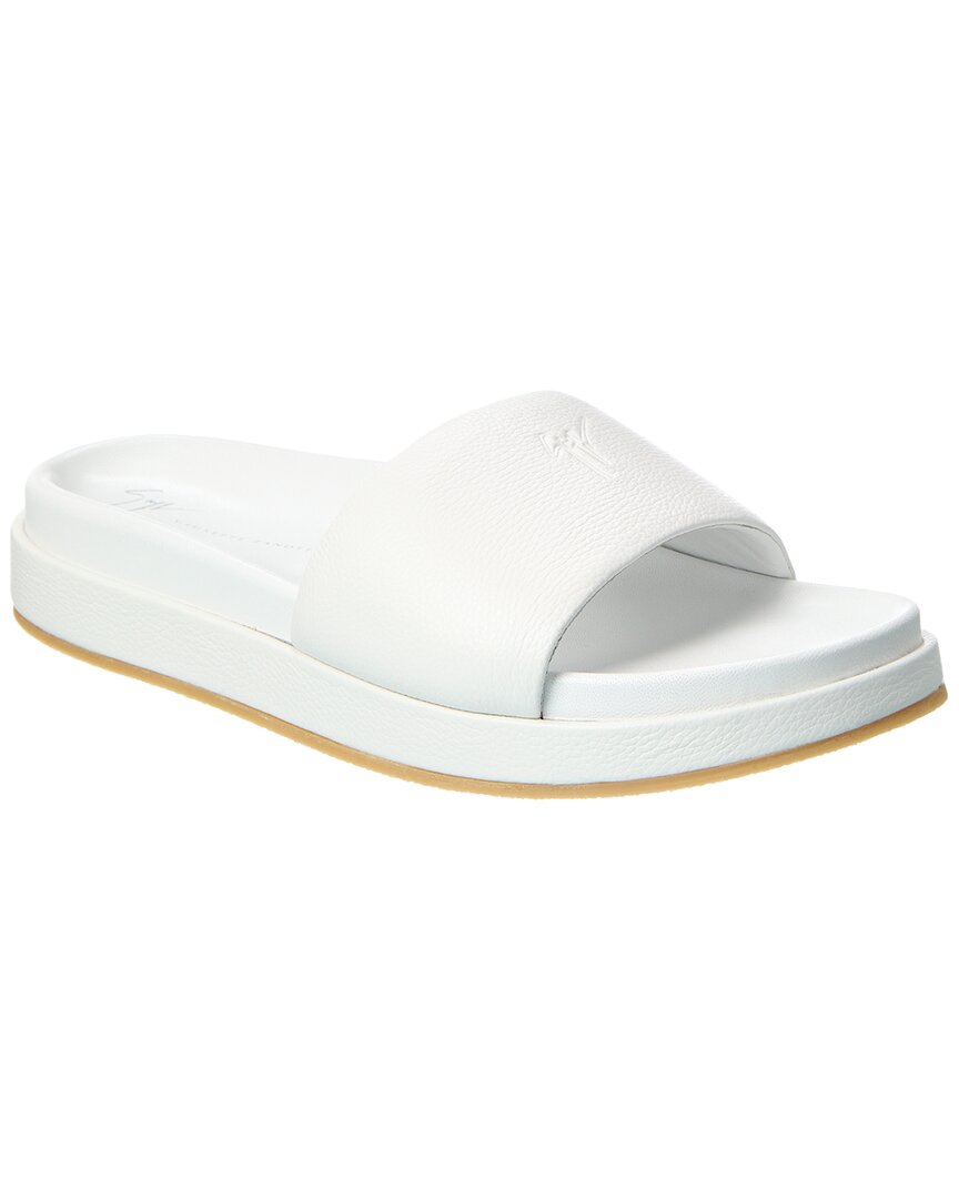 Giuseppe Zanotti Indi 10 Leather Slide White