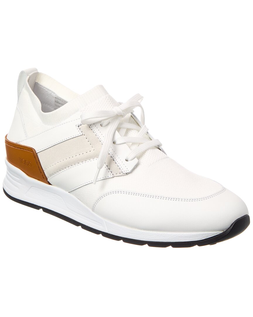 Tod’S Sportivo Knit & Leather Sneaker White